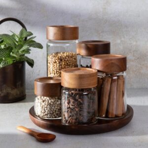 High Borosilicate glass Jars with Acacia Air tight lids. 800ml
